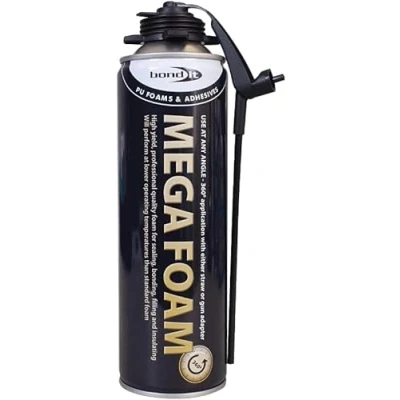 Image of Mega PU Polyurethane Foam Adhesive Plasterboard Insulation Roof Floor Buff Expanding Aerosol Bond It (500ml)