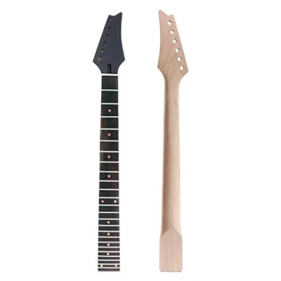 Image of Electric Guitar Neck Maple Head Rosewood Fretboard 24 Fret for IBZ Parts Replacement Black