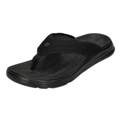 Image of Skechers Men&#039;s Sargo Point Vista Flip Flop, Black Knitted Mesh, 7 UK