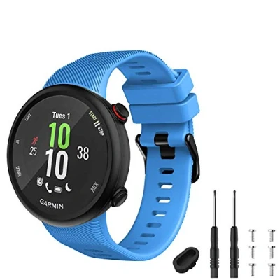 Image of GVFM Strap Compatible with Garmin Forerunner 45, Sport Silicone Wristband Arm Band Replacement Bracelet for 45 and Swim 2 (Sky blue)