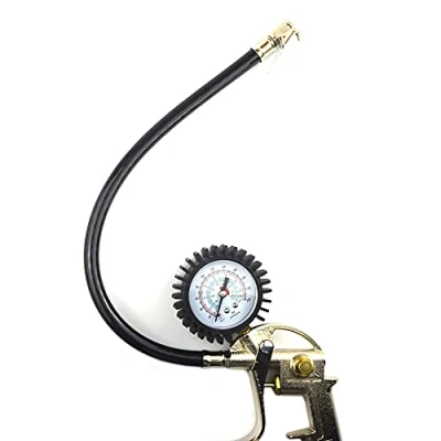 Image of ANCLLO Tire Inflator with Pressure Gauge 220 PSI Brass Air Chuck for Any Car Truck Motorcycle Bike