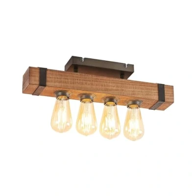Image of Ceiling Light &#039;Sverina&#039;) in Brown Made of Wood for e.g. Living Room &amp; Dining (4 Sources, E27) from Lindby lamp, lamp
