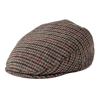 Image of FEINION Men&#039;s Wool Tweed Newsboy Ivy Cap Gatsby Golf Flat Hat Brown 7.5