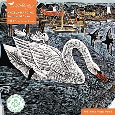Image of Adult Sustainable Jigsaw Puzzle Angela Harding: Southwold Swan: 1000 Pieces. Ethical, Sustainable, Earth Friendly