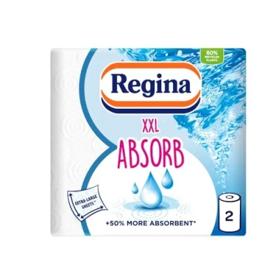 Image of Regina XXL Absorb Kitchen Towels 2 Rolls Per Pack, Super Absorbent ply Towels, 75 Sheets Roll, Extra large Sheets, 50percent More Than Previous Products, Easy Open Pack