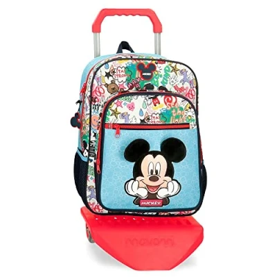 Image of Disney Mickey Be Cool School Backpack with Blue Trolley 30x38x12 cms Polyester 13.68L