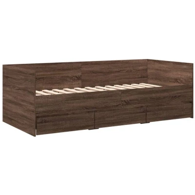Image of vidaXL Daybed with Drawers without Mattress Brown Oak 75x190 cm Small Single