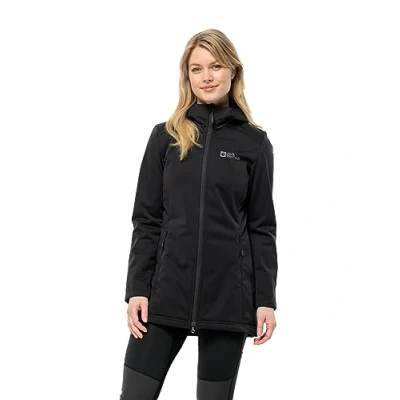 Image of Jack Wolfskin Women&#039;s Windhain Coat W Softshell, Black, L