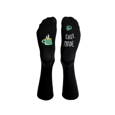Image of Dedoles Unisex Socks for Women, Men &amp; Kids Cotton Funny Designs Football Bicycle Horses Plants Firefighter Gift Mismatched, Design: Chill Mode, Colour: Black, Size: 3 5 M / 2 4,5 W UK