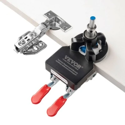 Image of VEVOR 35 mm Concealed Door Hinge Jig, Aluminum Alloy Cabinet Accurate Locking Dual Clamp Fixation Drill Jig with Accessories, Woodworking Tool for Doors Cabinets Hinges Mounting