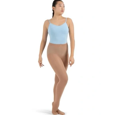 Image of Capezio Ultra Soft Footed Tights For Women, Professional Dance Tights, Nylon Performances &amp; Studio Time, Comfy Design With Self Knit Waistband Suntan, Size S M