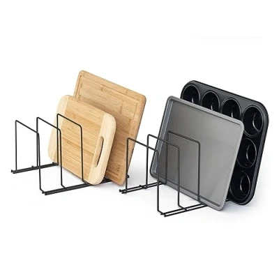 Image of simplywire Baking Tray and Chopping Board Racks Pack of 2 Pan Storage Kitchen Cupboard Organiser Black