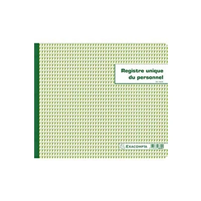 Image of Exacompta Ref 6620E Horizontal Single Register of Personnel (Employees and Trainees) Record Book (52 Pages) 110gsm Paper with Green Rulings French Text
