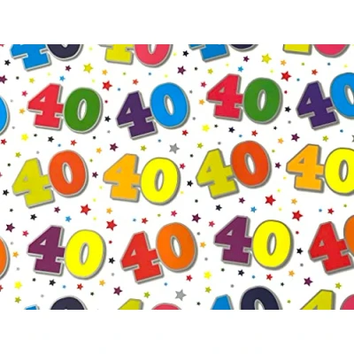 Image of Special Age 40 Gift Wrapping Paper 1 Sheet &amp; Matching Tag 40th Birthday
