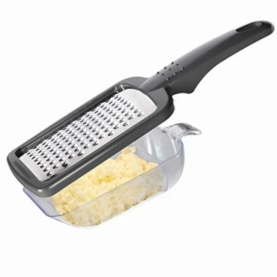 Image of KADAX Grater with Plastic Container, Stainless Steel Vegetable Grater, Slicer Collection Cutter, Kitchen Slicer, Fruit Zester (Grey)