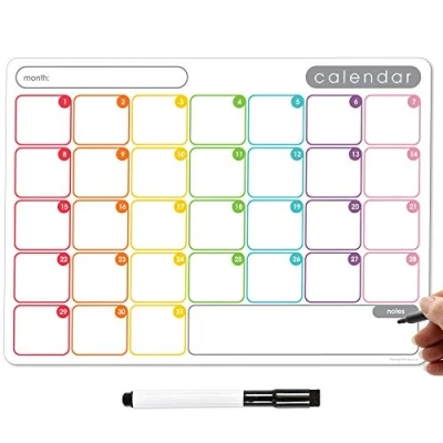 Image of TMS A3 Monthly Planner Whiteboard Magnetic Fridge Calendar for Meal Prep, Work or Family Planning Made in the UK Use To Do Lists, Notes Reminders Home and Office [42 x 30cm]