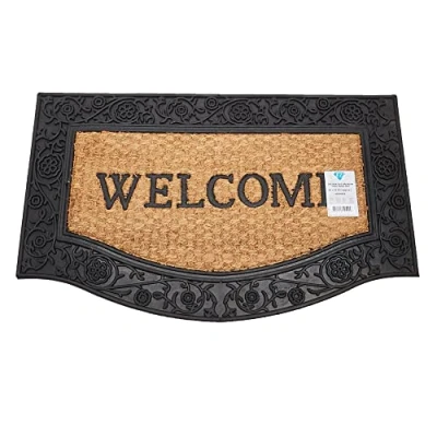 Image of ED Rubber Door Mats Natural Coir Non Slip PVC Backed Indoor &amp; Outdoor Heavy Duty 45 x 75cm (Welcome 4)