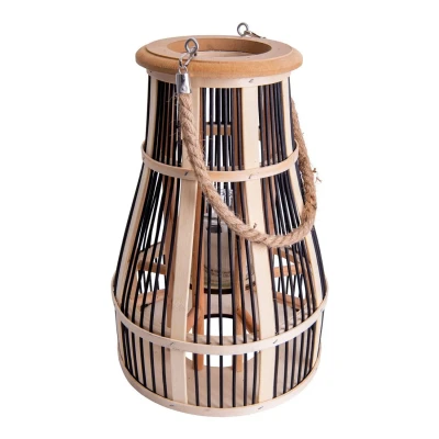 Image of Näve Basket LED solar light, 34 cm, black/natural