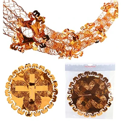 Image of Christmas Concepts® 9ft x 1ft Large Round Foil Garland Festive Hanging Decorations Trimming (Copper)