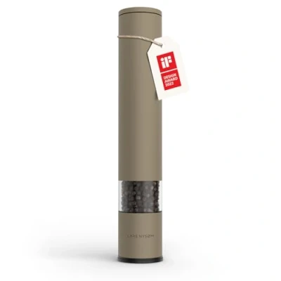 Image of LARS NYSØM Salt Pepper Mill Manual with Adjustable Ceramic Grinder from coarse to fine I Design Spice (Taupe Brown)