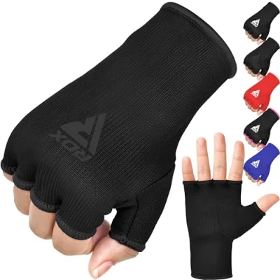 Image of RDX Boxing Hand Wraps Inner Gloves for Punching Half Finger Elasticated Bandages under Mitts Fist Protection Great MMA, Muay Thai, Kickboxing, Martial Arts Training, Combat Sports