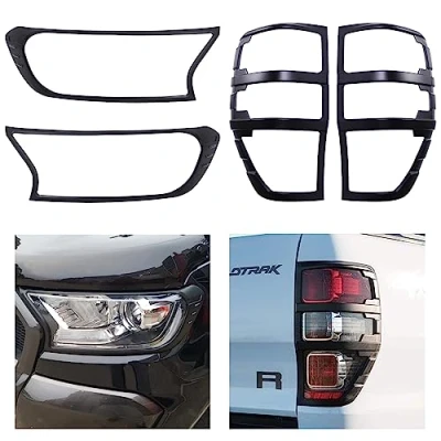 Image of JHCHAN Headlight Cover and Tail Light for Ford Ranger 2012 2022 Wildtrak Raptor XL XLT Limited Platinum Tremor T6 T7 T8 MK1 MK2 MK3 (2015 Rear Set)