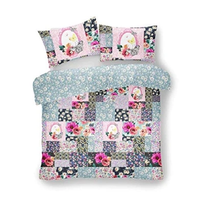 Image of FAIRWAYUK Double Duvet Covers Set, Printed Floral Bedding Reversible Quilt Cover With Pillow Case, Poly Cotton, Easy Care, Ellis