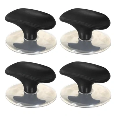 Image of SPARES2GO Universal Pan Lid Handle 6cm Saucepan Slow Cooker Steamer Pot Knobs (Black/Chrome Silver, Pack of 4)