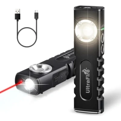 Image of ULTRAFIRE Rechargeable LED Work Light 350 Lumens Tactical Toch, Flat Toch with Red Beam, 3 Modes Pocket Magnetic and Clip for Working, Car Repairing, Emergency