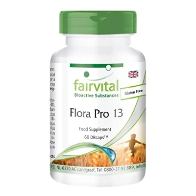 Image of Fairvital Flora Pro 13 Cultures Complex Probiotics and Prebiotics Highly DOSED 60 Capsules Bacterial strains &amp; at Least 41.5 Billion per Capsule