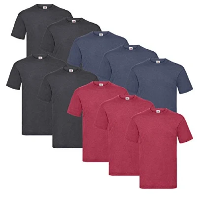 Image of Fruit of the Loom Valueweight Men’s T Shirt, Pack 5, 10 colour set B100, XXL