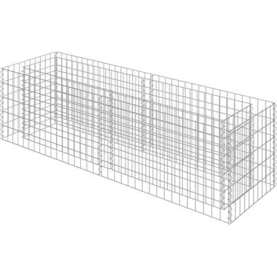 Image of vidaXL Gabion Raised Bed in Silver, Galvanised Steel Material High Load Capacity &amp; Rustproof Planter Box Suitable for Gardens, Patios, Decks