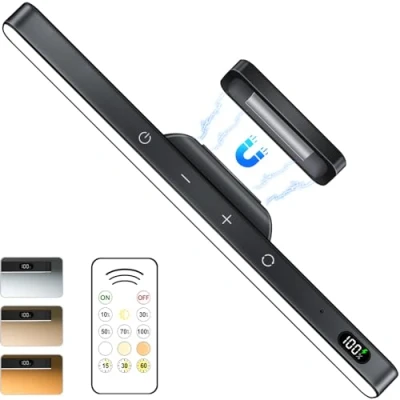 Image of WILLED 3W Under Cabinet Kitchen Lights with Remote Control,3 Colors Adjustable Wardrobe Lights,2000mAh Rechargeable Battery Lights, Magnetic Stick On Touch Light for Mirror,Makeup,Cupboard, Bedroom