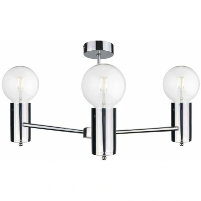 Image of Arde Multi Arm Semi Flush Ceiling Light Silver, 60cm, 3x E27