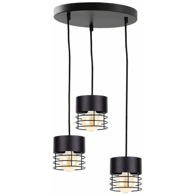 Image of Elle Cluster Pendant Ceiling Light Black, 32cm, 3x E27