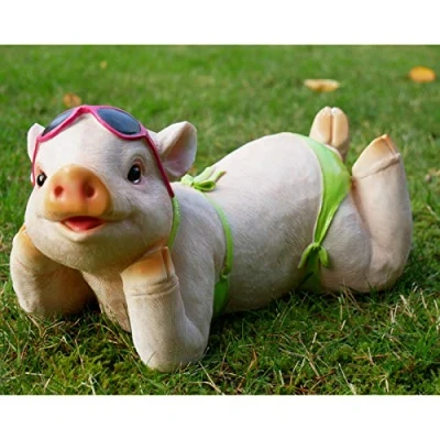 Image of Darthome Ltd Resin Outdoor Garden Laying Pig In Bikini Lawn Sculpture Statue Ornament Gift 32cm