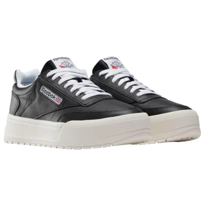 Image of Reebok Unisex Club C MEGACOURT Tennis Shoes, Black/Chalk/White, 4 UK