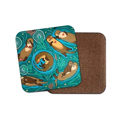Image of 1 x Cute Cartoon Otters Coaster Love Animal Kids Mum Auntie Sister Fun #14984