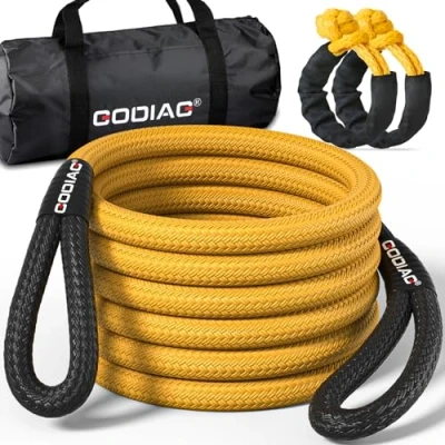 Image of GODIAG 1&quot;x20ft Kinetic Recovery Rope (46500lbs) Heavy Duty Energy Tow with 2 Soft Shackles, Offroad Power Stretch Snatch for Truck Jeep Car ATV UTV Tractor