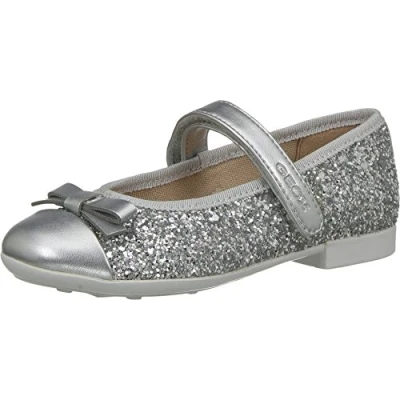 Image of Geox Girls Jr Plie&#039; Ballerina, Silver, 1 UK