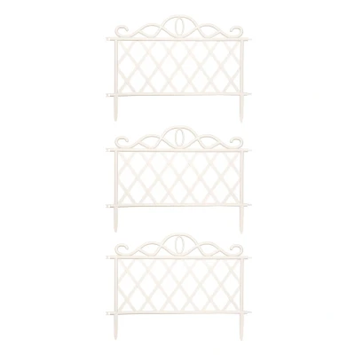 Image of Pack of 3 27cm White Plastic Garden Patio Lawn Border Fence Edging