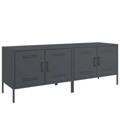 Image of vidaXL TV Cabinets 2 pcs Anthracite Industrial Steel 68x39x50.5 cm Living Room/Bedroom Furniture with Storage Compartments