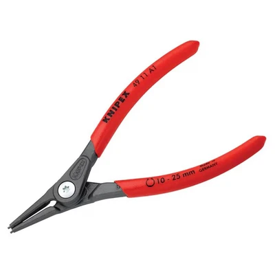 Image of Knipex Precision Circlip Pliers for external circlips on shafts grey atramentized, with non slip plastic coating 140 mm (self service card/blister) 49 11 A1 SB