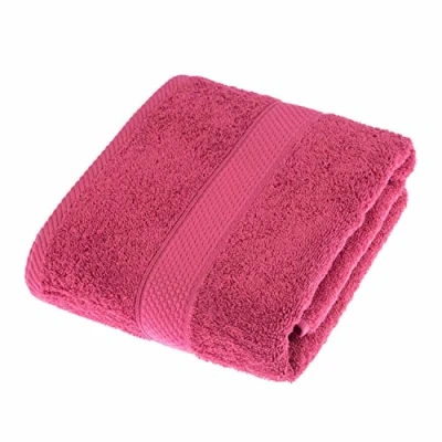 Image of HOMESCAPES Pink Turkish Cotton Bath Towel Super Soft Thick &amp; Absorbent 500 GSM Heavy Weight for everyday Luxury