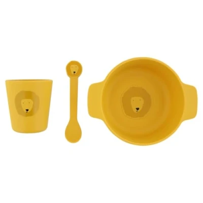 Image of Trixie Silicone First Meal Set Mr. Lion Baby Feeding with Suction Bowl, Spoon &amp; Cup Soft, Durable, and Non Toxic Perfect for Led Weaning Toddlers Birth Gift