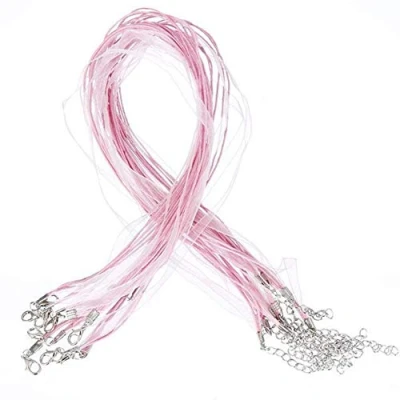 Image of RAYLINEDO 10 Pieces Colorful Ribbon Waxen Organza Cord Adjustable Necklace with Lobster Clasp for DIY Jewelry Making