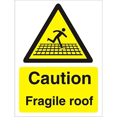 Image of Seco Caution Fragile Roof Sign, 200mm x 300mm Self Adhesive Vinyl