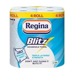 Image of Regina Blitz Household Towel 3 Ply 280 Sheets (4 pack)