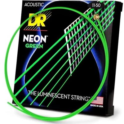 Image of DR Strings NGA11 Hi Def Neon Green Acoustic Medium Lite