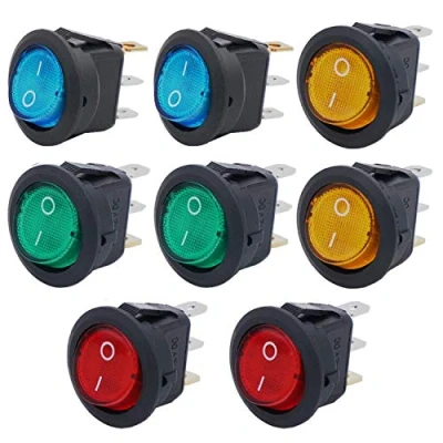 Image of RUNCCI YUN 8Pcs 20A 12V DC On/Off SPST 3Pin Rocker Toggle Switch Control For Car Or Boat With 4 Colour LED Light Illuminated